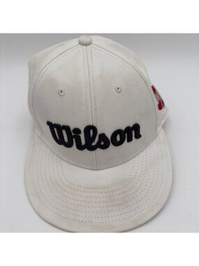 Wilson Pro Tour Golf Hat White/Black/Red Flat Brim Adjustable thrashed